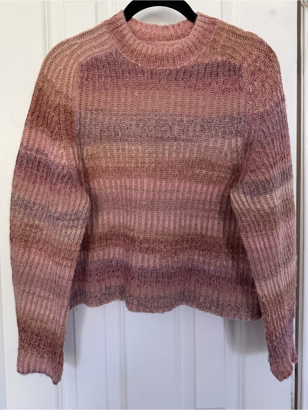 NAADAM Pink Ombre Ribbed Crewneck Sweater
